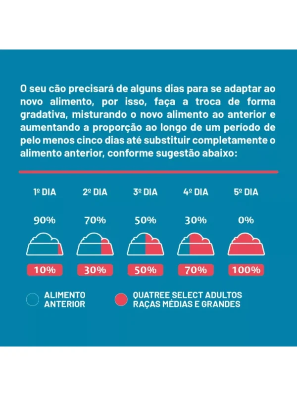 Ração Quatree Select Frango cães médios e grandes detalhes importantes