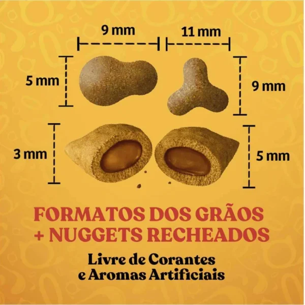 Grãos de ração de gato em diferentes formatos para representar a palavra-chave ração quatree gourmet grãos.