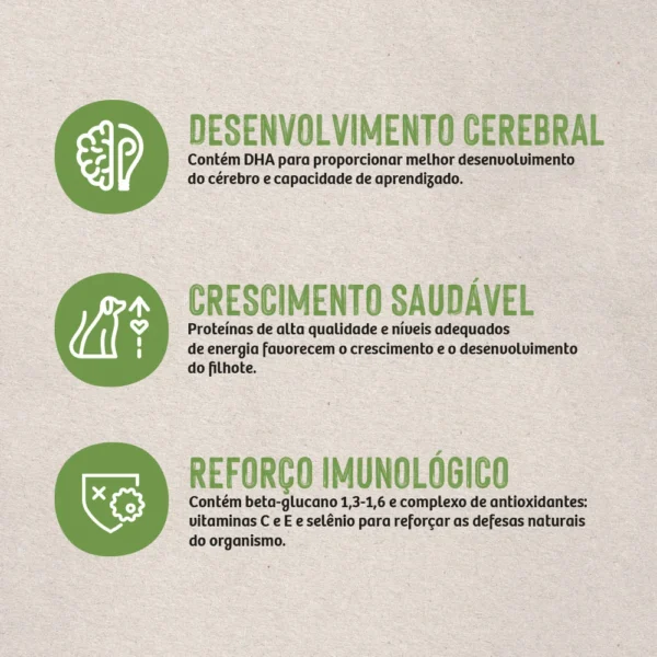 Informações de ração escritas em preto sobre o fundo cinza para representar a palavra-chave quatree life filhotes detalhes.