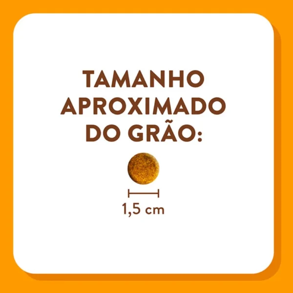 Informações sobre grão de ração escritas em marrom sobre o fundo branco para representar a palavra-chave quatree supreme cães adultos.