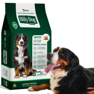 Embalagem da ração Billy Dog sabor carne com beterraba. Falando sobre ração billy dog refeição diária sabor carne com beterraba.