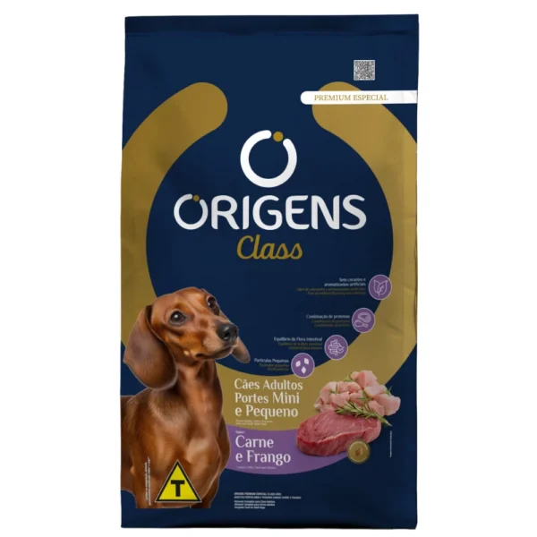Saco de ração Origens Class para cães adultos mini e pequenos. Falando sobre a origens premium especial cães mini e pequenos carne e frango.