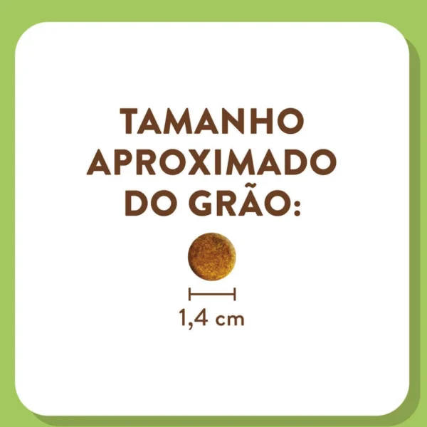Informações de ração de cachorro escritas em marrom no fundo branco e verde claro para representar a palavra-chave ração quatree supreme filhotes raças médias e grandes.