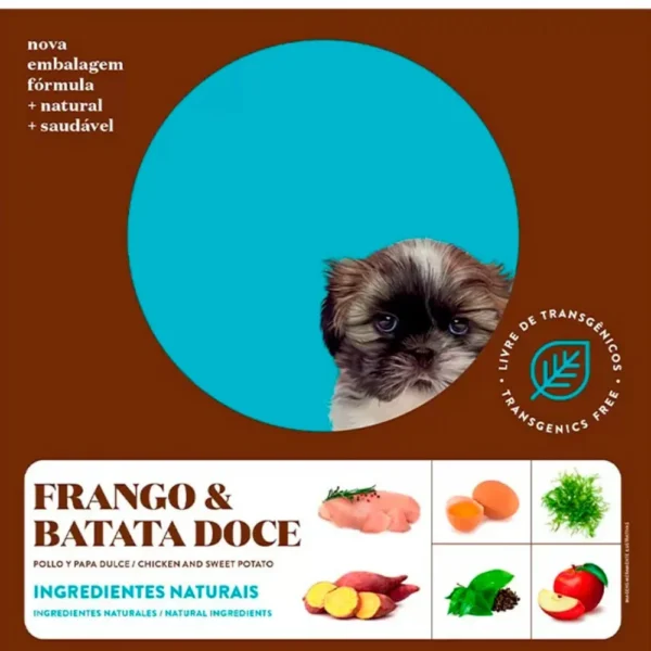 Detalhes de ingredientes de ração para cachorro para representar a palavra-chave ração quatree supreme raças pequenas frango.