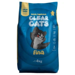 Areia Higiênica Fina para Gatos Clear Cats 4kg a 20Kg