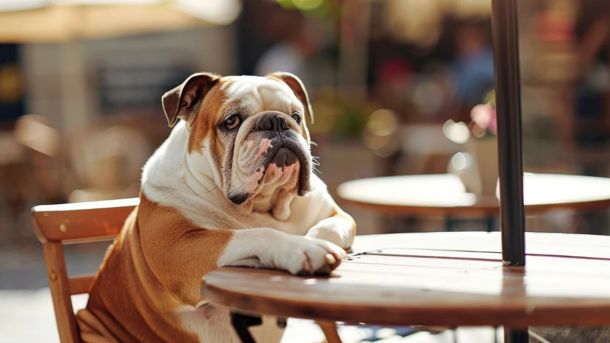 Cão obeso sentado em uma cadeira para representar a palavra-chave qual a melhor ração para cães obesos.