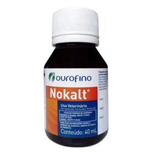 Vasilhame na cor preta com detalhes em azul para representar a palavra-chave Nokalt 40mL