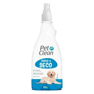 Embalagem plastica na cor branca com detalhes em azul para representar a palavra-chave banho a seco para cães