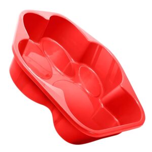 Caixa de areia plastica formato de patas na cor vermelha para representar a palavra-chave Caixa de Areia para Gatos