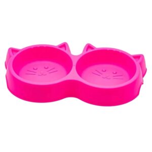 Página Inicial 18 Prato plastica na cor rosa para representar a palavra-chave Comedouro duplo para gatos 2x250ml