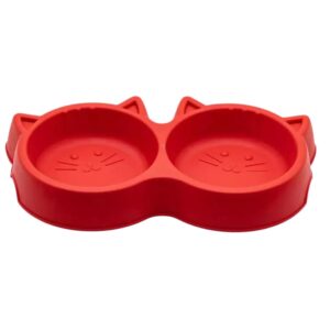 Prato plastica na cor vermelho para representar a palavra-chave Comedouro duplo para gatos 2x250ml