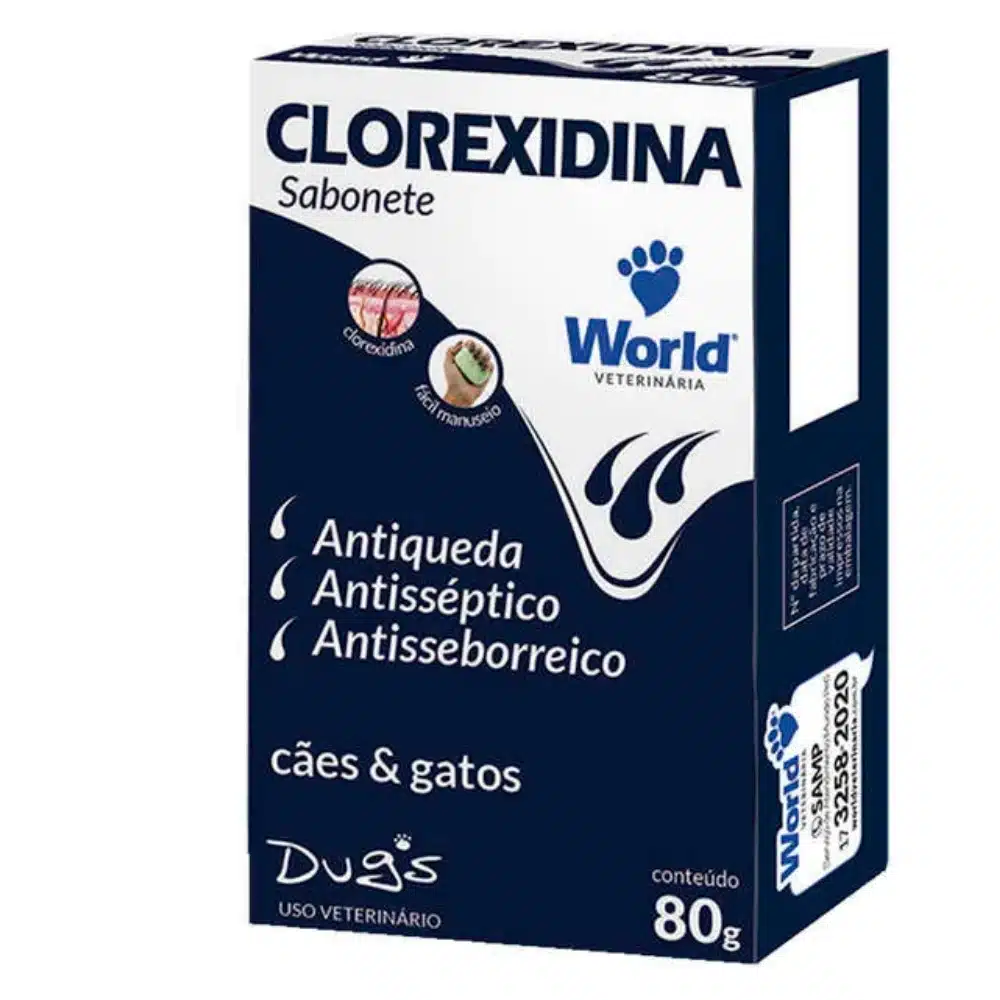 Sabonete Clorexidina Dugs 80g Antisséptico para Cães e Gatos