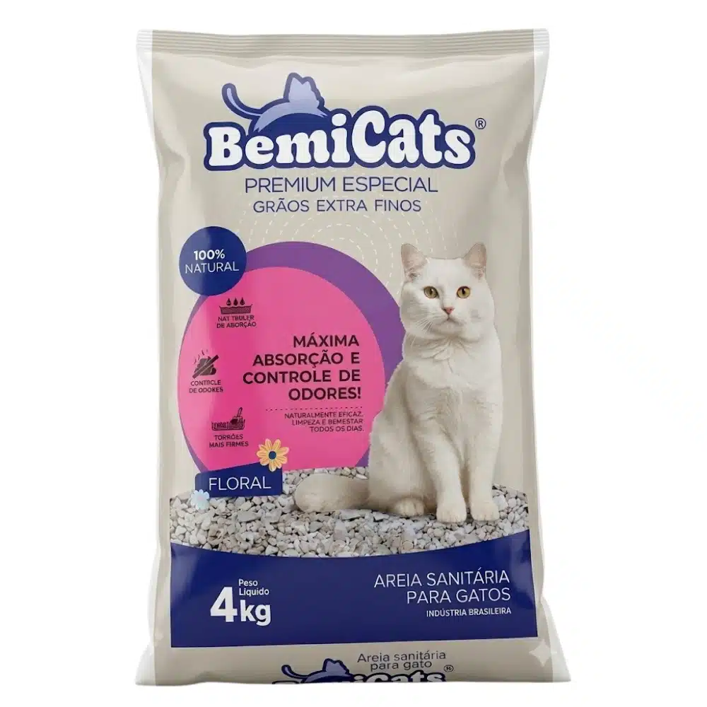 Areia para Gatos Bemicats Fina Perfumada