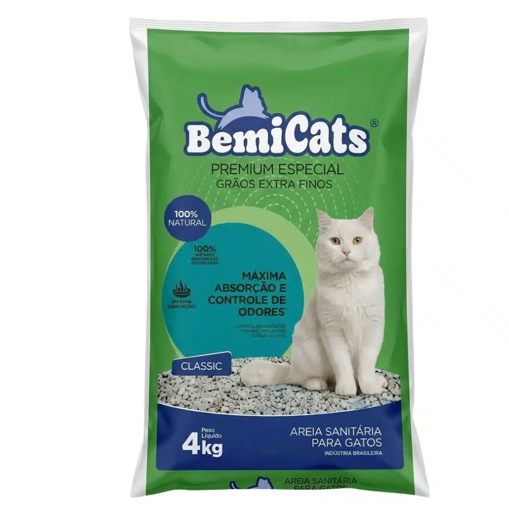 Areia para Gatos Bemicats Fina Tradicional
